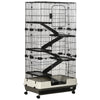 PawHut 6-tier Platform Rolling Small Animal Cage Rabbit Hutch Pet Play House with Platform, Ramp,Removable Tray. 4 universal wheels (Black) for Bunny Pet Mink Chinchilla