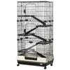 PawHut 6-tier Platform Rolling Small Animal Cage Rabbit Hutch Pet Play House with Platform, Ramp,Removable Tray. 4 universal wheels (Black) for Bunny Pet Mink Chinchilla