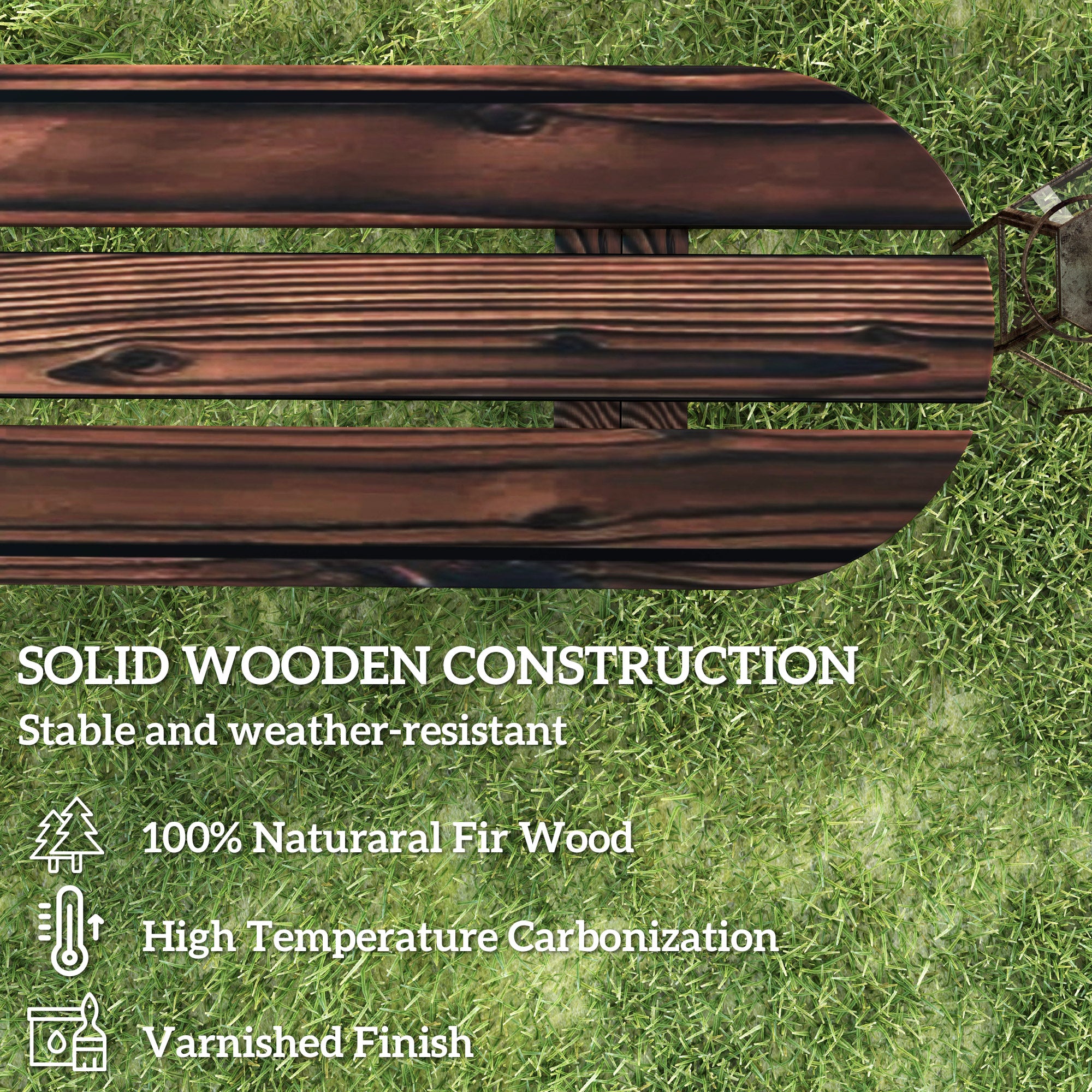 Outsunny Outdoor Bench with Wagon Wheel Legs, 2-Person Wood Garden Bench, Rustic Patio Bench Loveseat with Slatted Seat for Park, Porch, Backyard, Carbonized