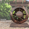 Outsunny Outdoor Bench with Wagon Wheel Legs, 2-Person Wood Garden Bench, Rustic Patio Bench Loveseat with Slatted Seat for Park, Porch, Backyard, Carbonized