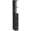 HOMCOM Narrow Bathroom Cabinet, Slim Bathroom Storage Cabinet with Drawers, Cabinet and Open Shelves, Linen Cabinet Space Saving, Black