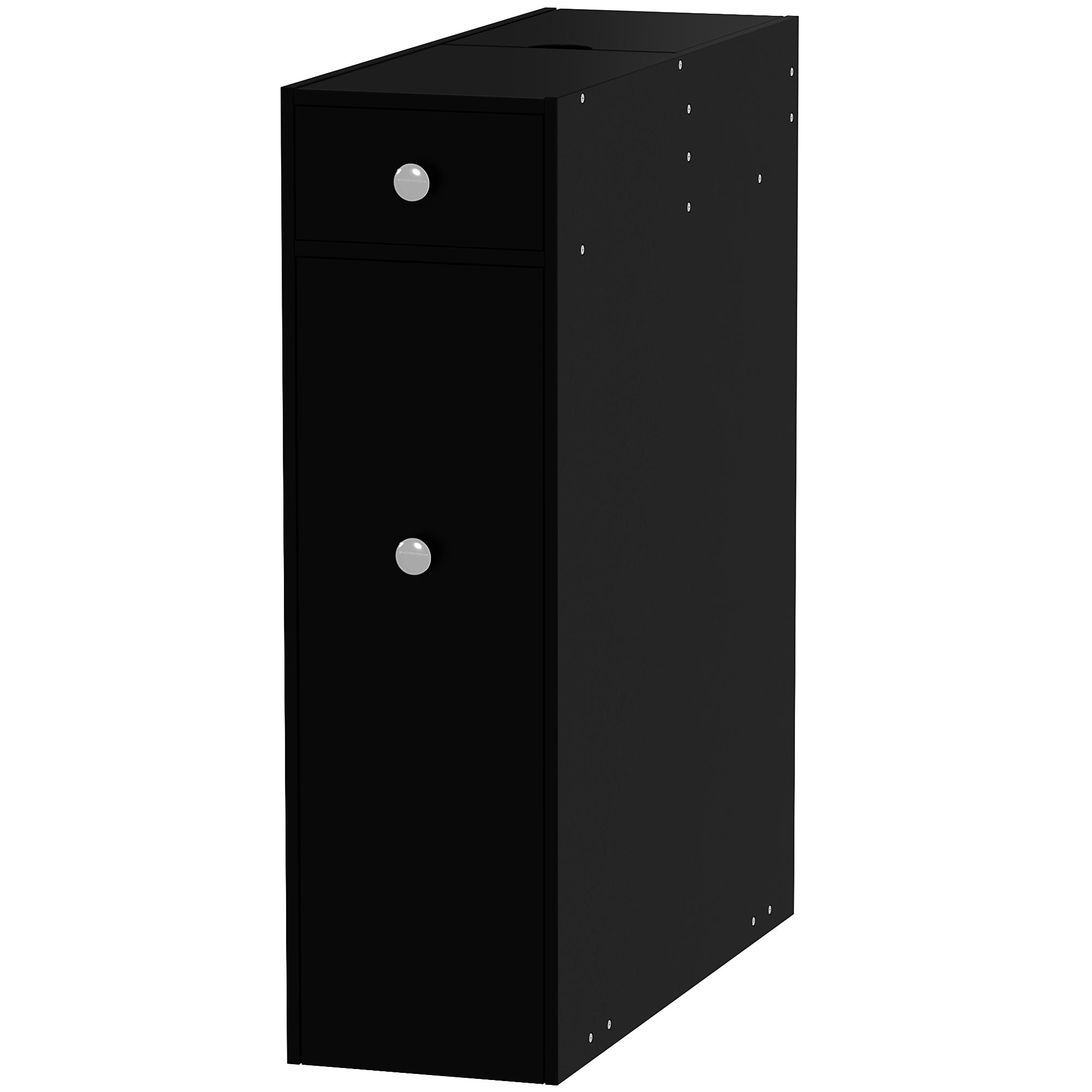 HOMCOM Small Bathroom Storage Cabinet, Space Saving Toilet Paper Cabinet, Narrow Bathroom Cabinet with Drawers and Hidden Storage, Black