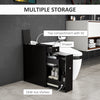 HOMCOM Small Bathroom Storage Cabinet, Space Saving Toilet Paper Cabinet, Narrow Bathroom Cabinet with Drawers and Hidden Storage, Black
