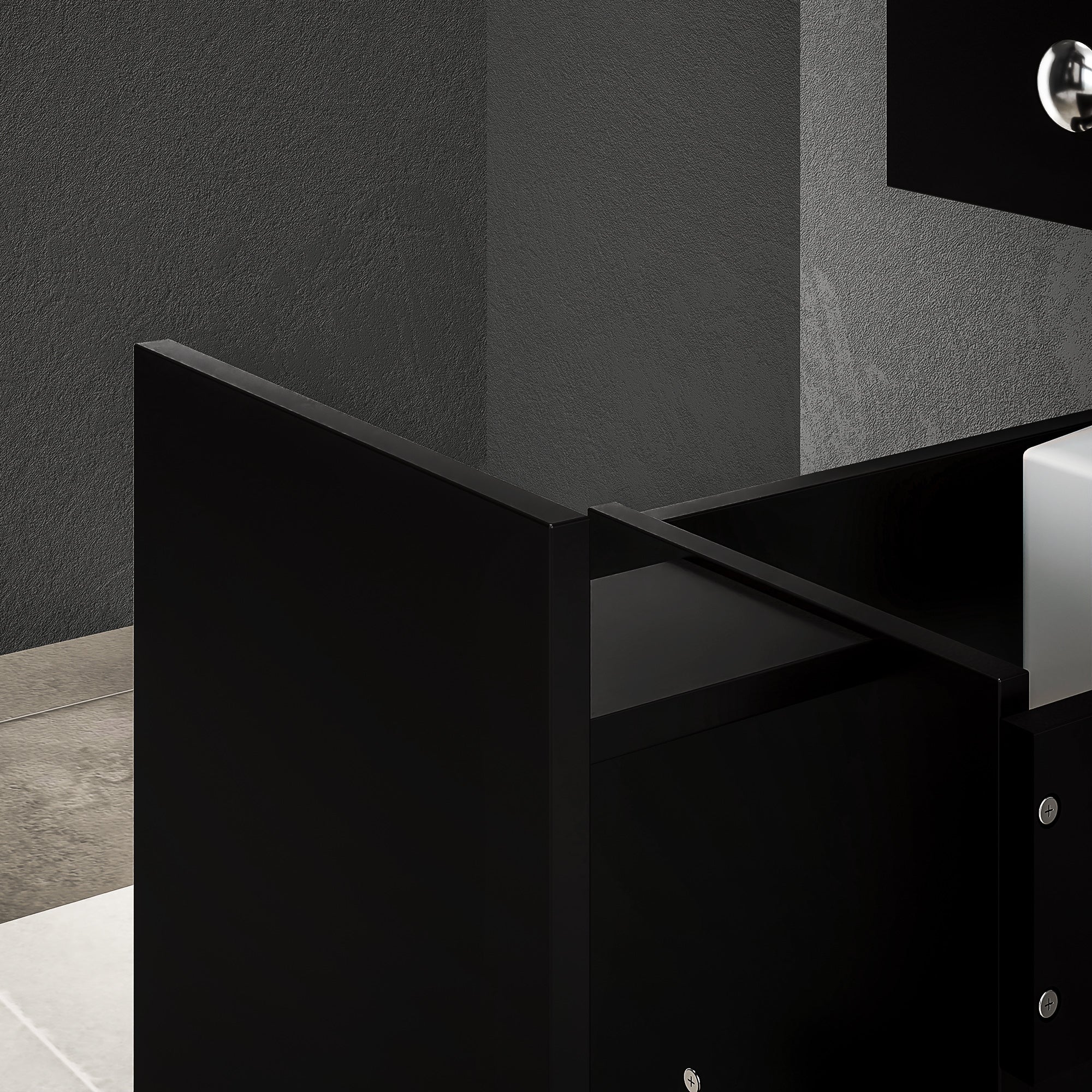 HOMCOM Small Bathroom Storage Cabinet, Space Saving Toilet Paper Cabinet, Narrow Bathroom Cabinet with Drawers and Hidden Storage, Black