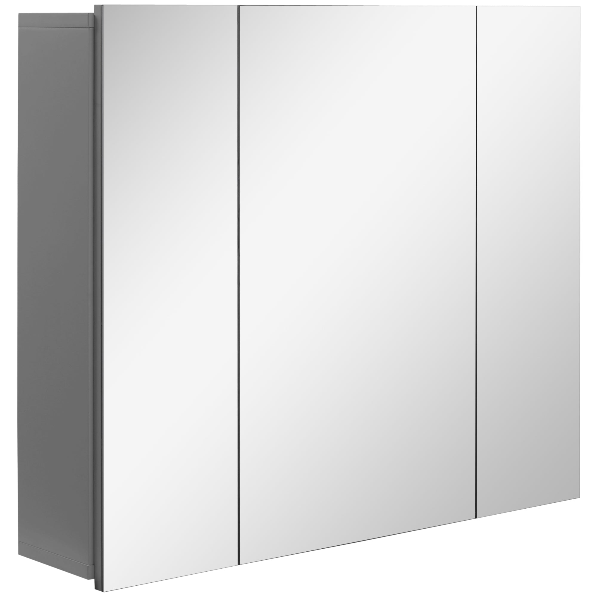kleankin 28" x 24" Medicine Cabinet, Wall Mounted Bathroom Mirror Cabinet with Mirrored Doors, Adjustable Shelves, Grey