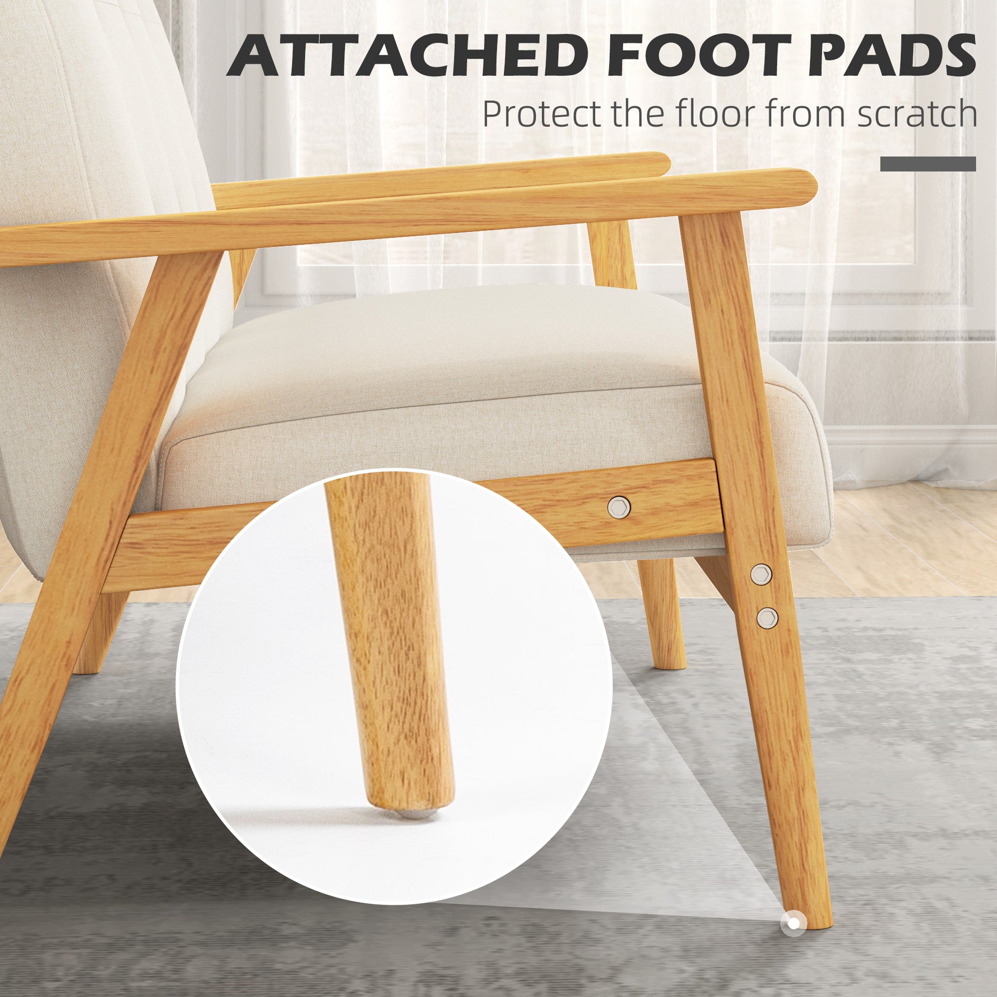 HOMCOM 45" Loveseat Sofa for Bedroom, Modern Love Seats Furniture, Upholstered 2 Seater Couch with Rubber Wood Legs for Living Room, Beige