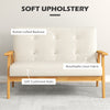 HOMCOM 45" Loveseat Sofa for Bedroom, Modern Love Seats Furniture, Upholstered 2 Seater Couch with Rubber Wood Legs for Living Room, Beige