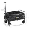 Outsunny Collapsible Folding Wagon Cart, Heavy Duty Outdoor Utility Garden Cart with Universal Wheels and Adjustable Handle for Sports, Camping, Shopping, Black