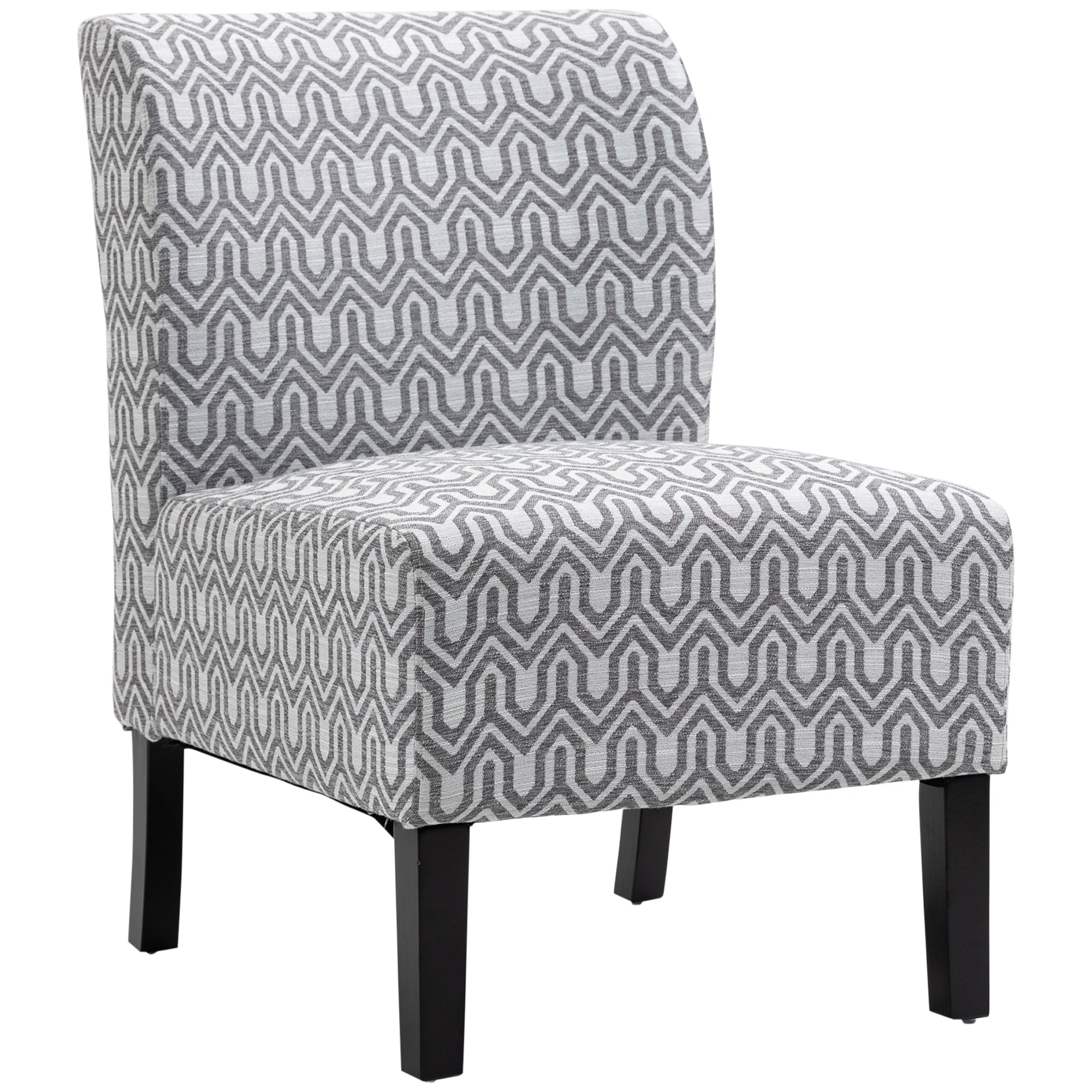 HOMCOM Armless Accent Chair for Bedroom, Upholstered Slipper Side Chair for Living Room with Wood Legs, Grey