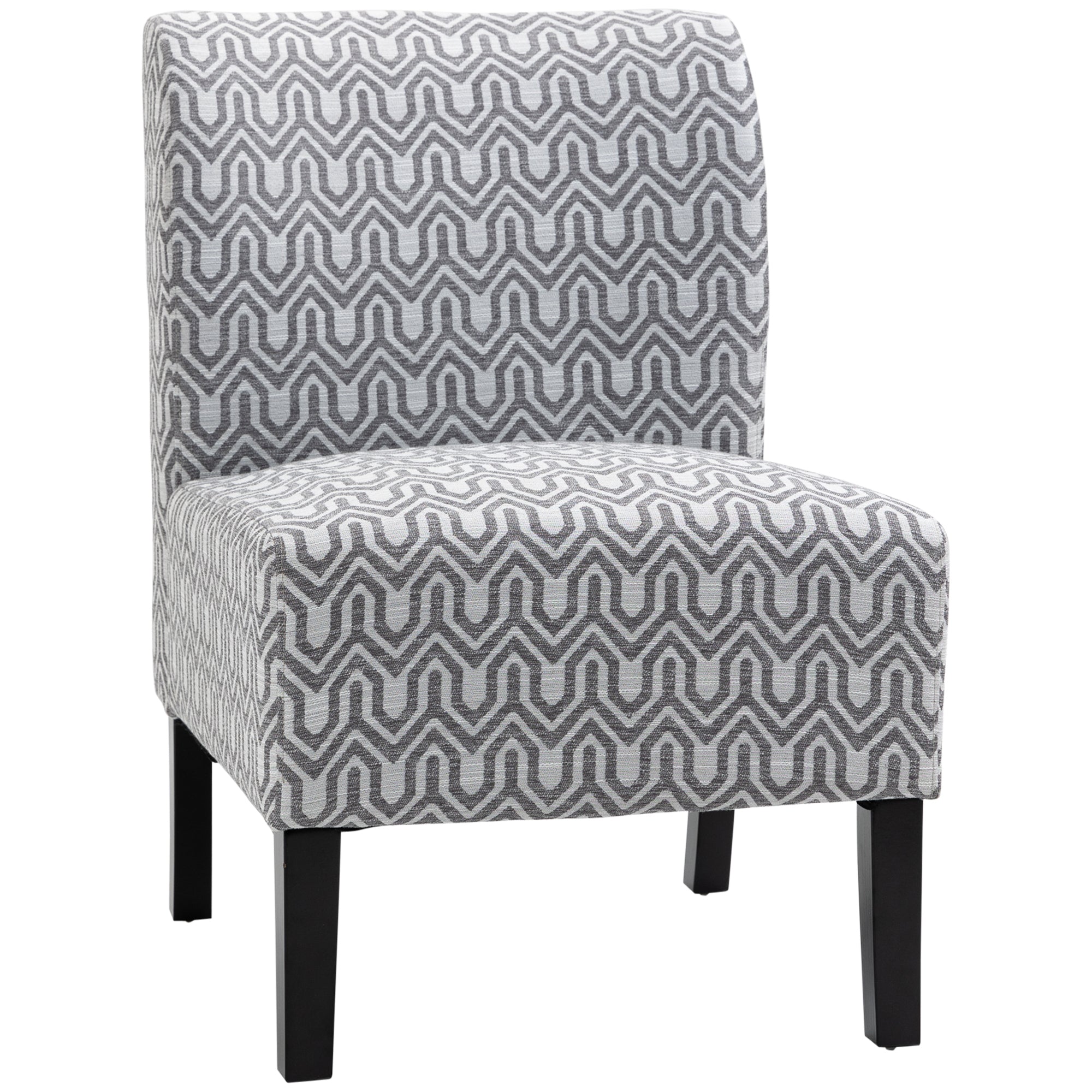 HOMCOM Armless Accent Chair for Bedroom, Upholstered Slipper Side Chair for Living Room with Wood Legs, Grey