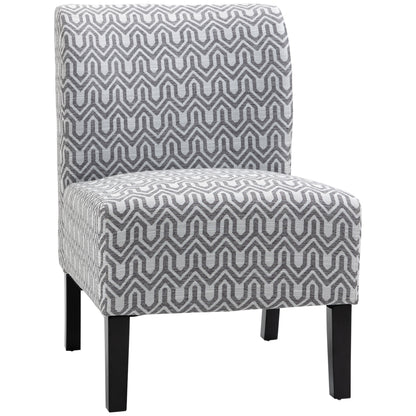HOMCOM Armless Accent Chair for Bedroom, Upholstered Slipper Side Chair for Living Room with Wood Legs, Grey