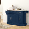 HOMCOM Kitchen Island with Storage, Rolling Kitchen Cart on Wheels with Stainless Steel Top, 2 Drawers, 2 Cabinets, Spice Rack, Knife and Towel Rack, Navy Blue