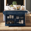 HOMCOM Kitchen Island with Storage, Rolling Kitchen Cart on Wheels with Stainless Steel Top, 2 Drawers, 2 Cabinets, Spice Rack, Knife and Towel Rack, Navy Blue