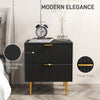 HOMCOM Nightstand, Bedside Table with 2 Drawers, Side End Table with Metal Legs for Bedroom, Black