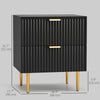 HOMCOM Nightstand, Bedside Table with 2 Drawers, Side End Table with Metal Legs for Bedroom, Black