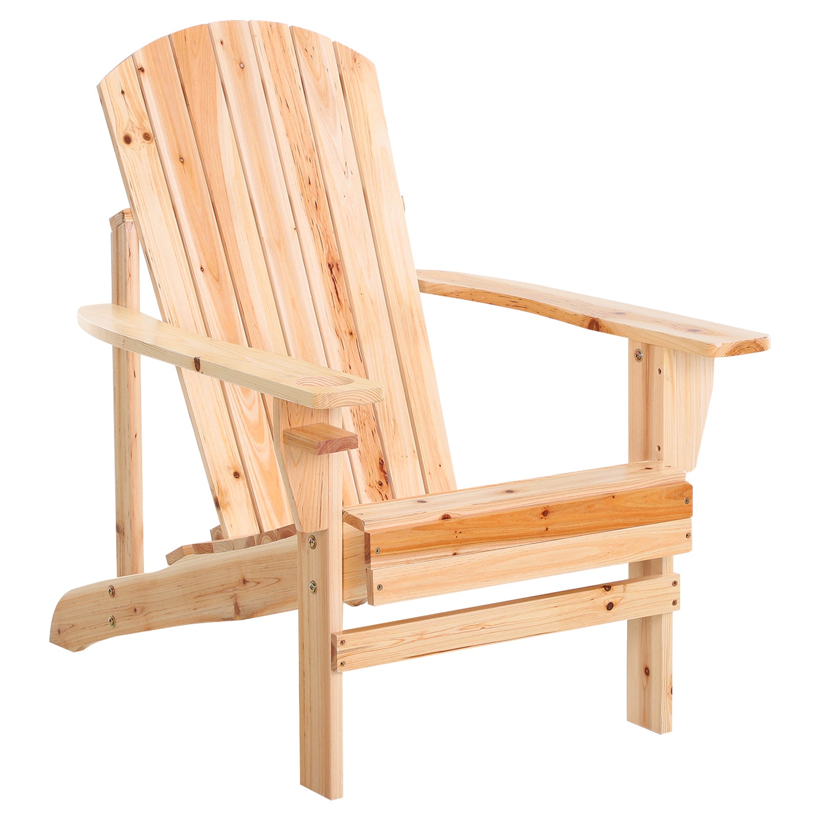 Outsunny Classic Adirondack Chair Muskoka Chair, Garden Deck Chair with Cup Holder for Patio, Indoor, Backyard, Natural