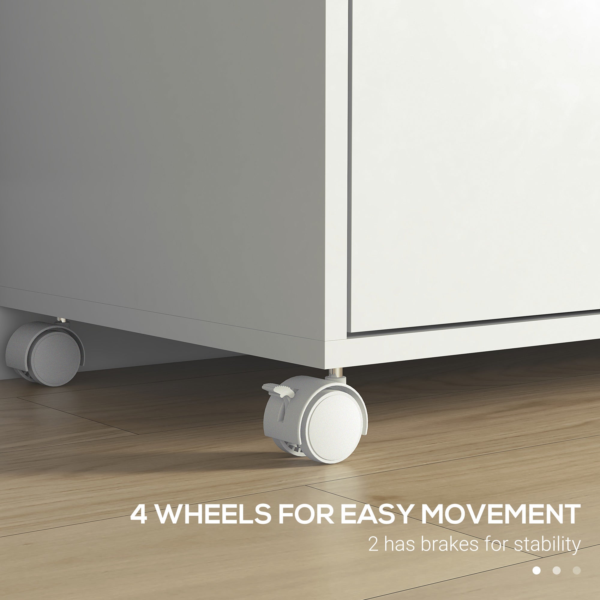 Vinsetto Lateral Filing Cabinet with Drawers and Lock, File Cabinet, Mobile Printer Stand with Open Shelves and Wheels for Letter and A4 Size Documents, White