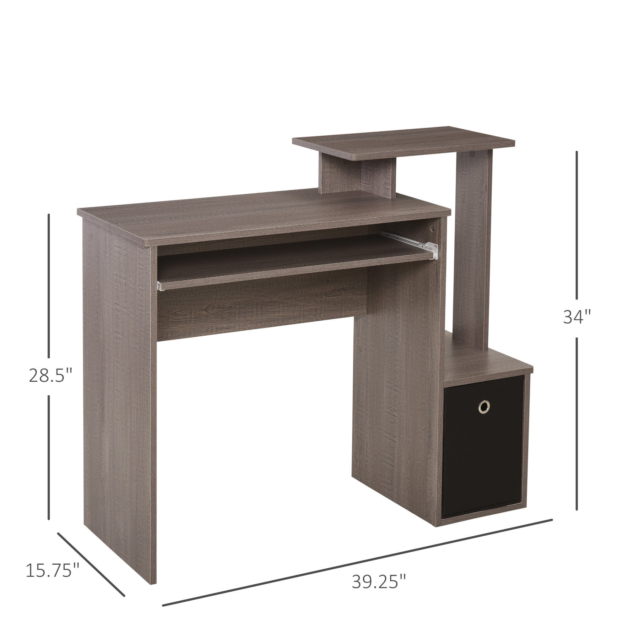 HOMCOM Computer Desk with Sliding Keyboard Tray Storage Drawer Shelf Home Office Workstation Grey