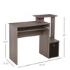 HOMCOM Computer Desk with Sliding Keyboard Tray Storage Drawer Shelf Home Office Workstation Grey