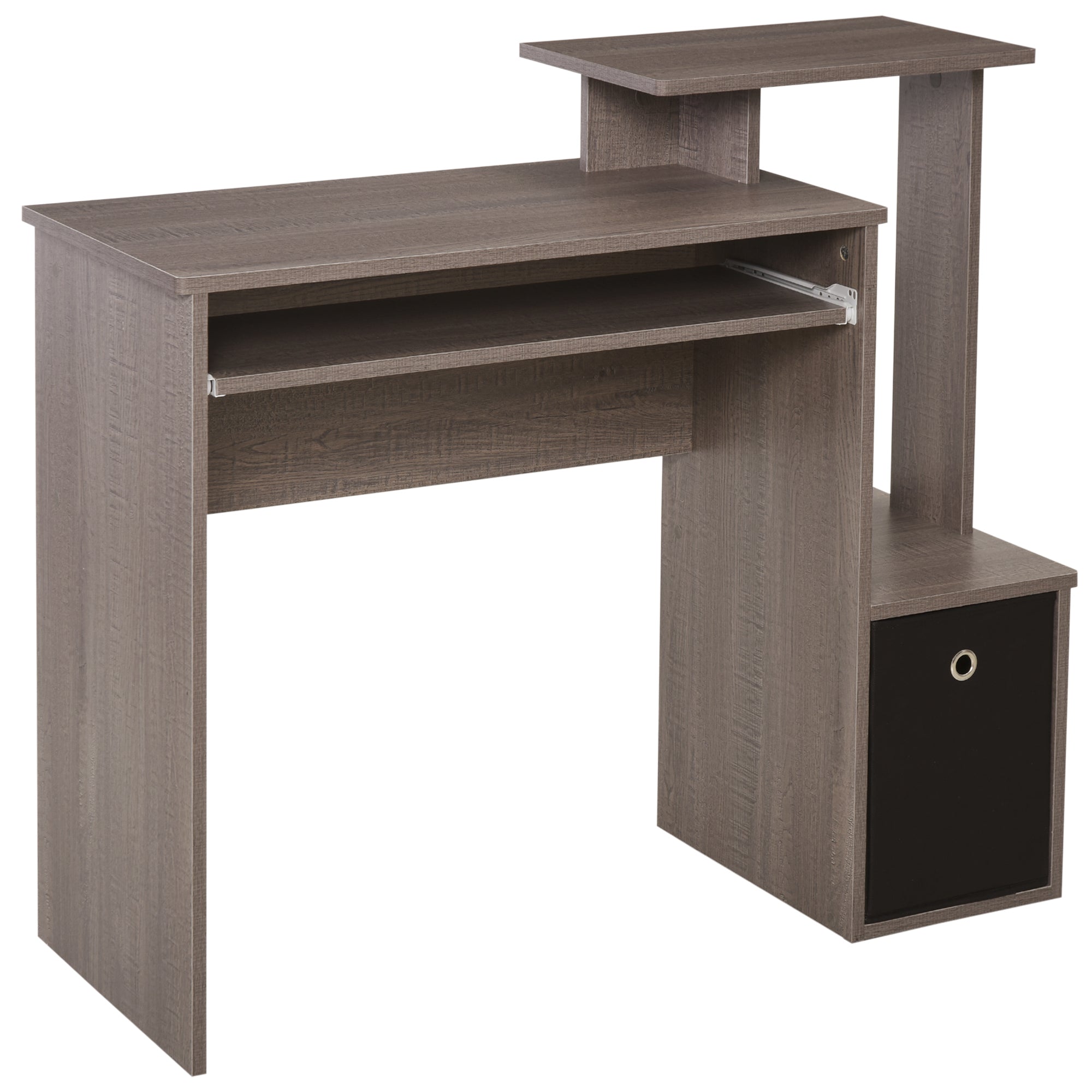 HOMCOM Computer Desk with Sliding Keyboard Tray Storage Drawer Shelf Home Office Workstation Grey