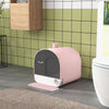 PawHut Large Cat Litter Box with Lid, Enclosed Kitty Litter Box with Slide-out Tray, Scoop, Filter, Pink