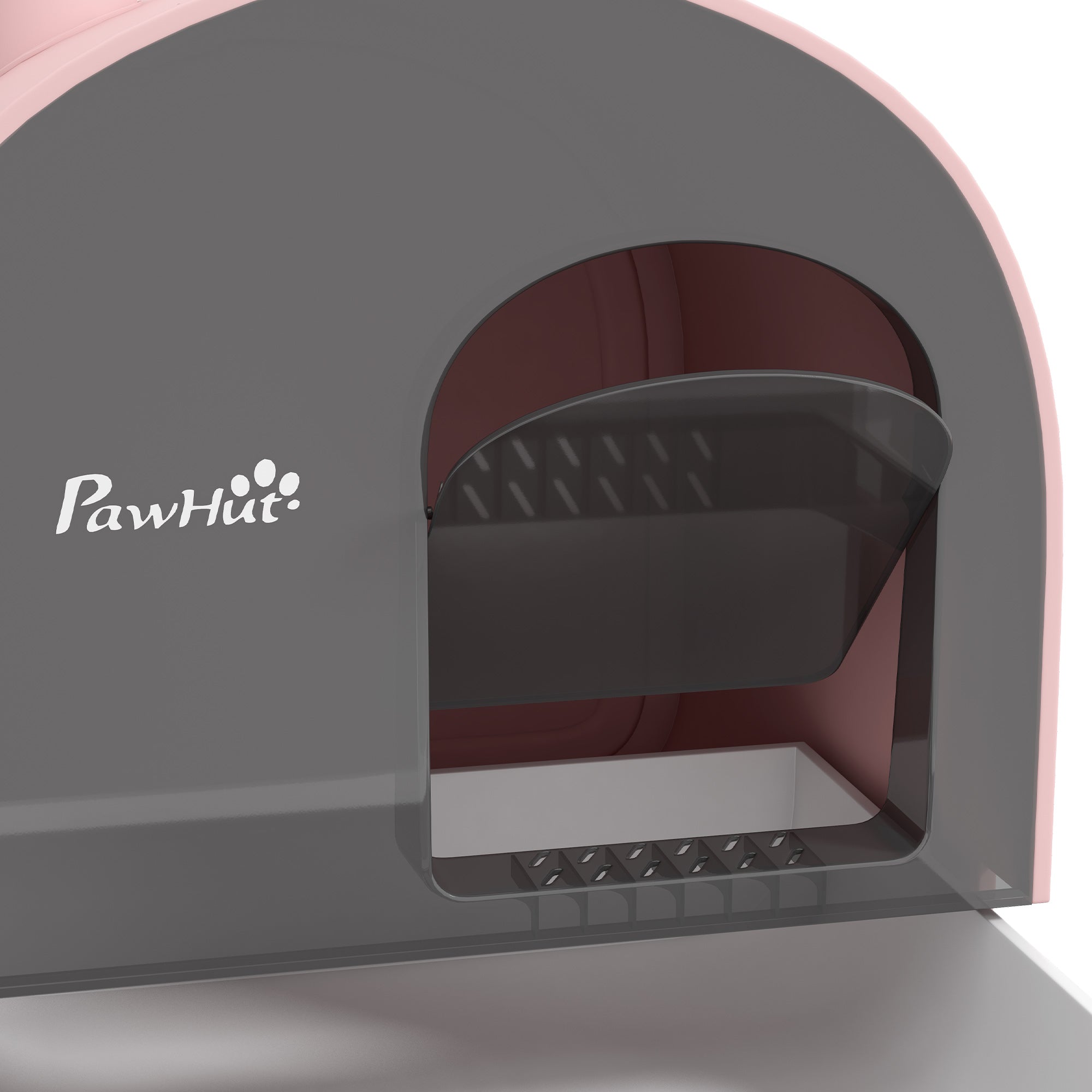 PawHut Cat Litter Box Kitten Litter Tray w/ Hood, Scoop, Filter, Flap Door, 43 x 44 x 47cm - Pink