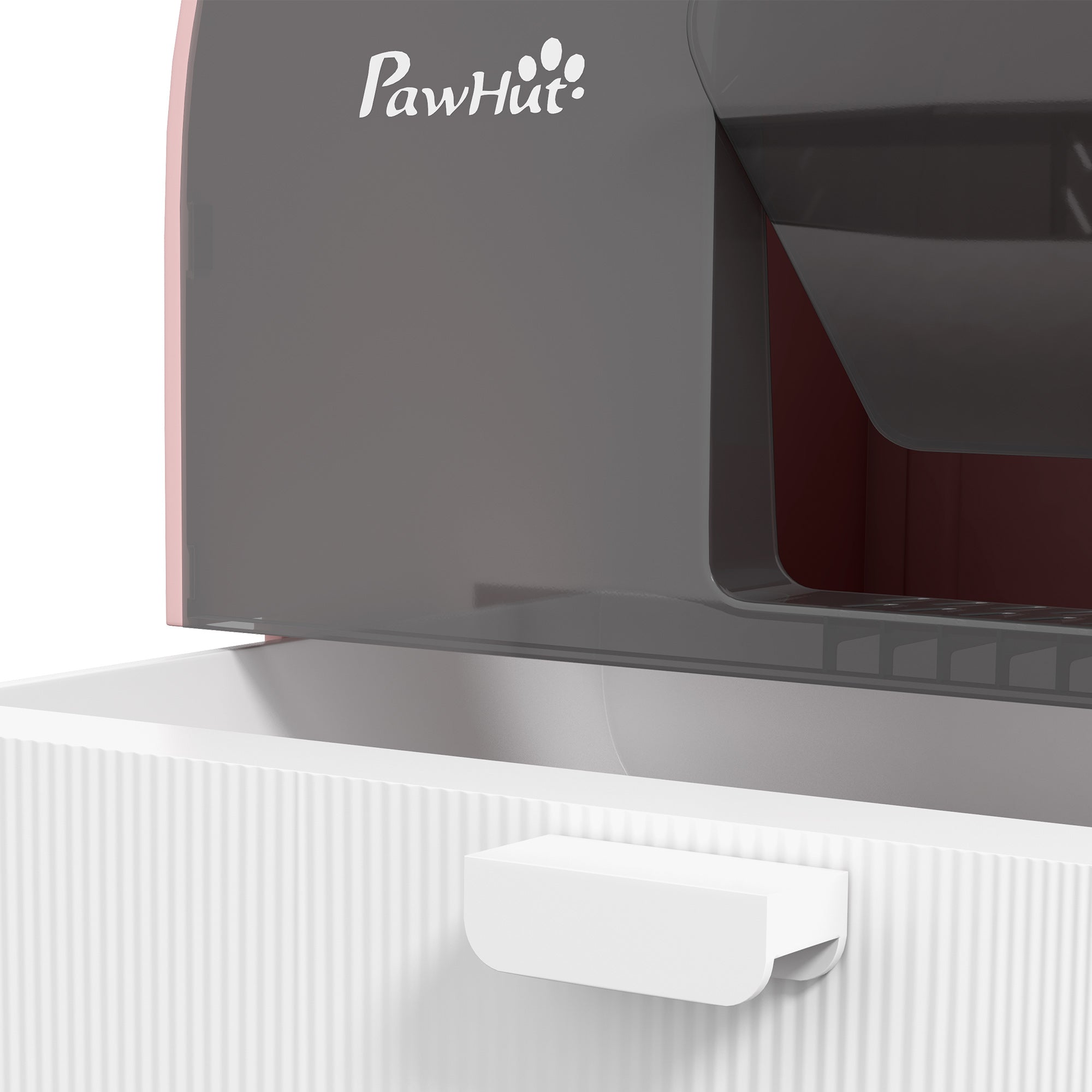 PawHut Cat Litter Box Kitten Litter Tray w/ Hood, Scoop, Filter, Flap Door, 43 x 44 x 47cm - Pink
