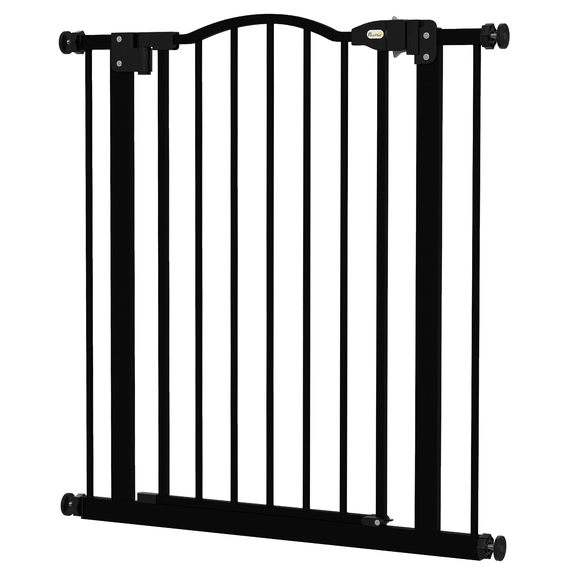 PawHut Pressure Fit Dog Stair Gate No Drilling Safety Gate Auto Close for Doorways, Hallways, 74-80cm Adjustable, 78cm Tall, Black