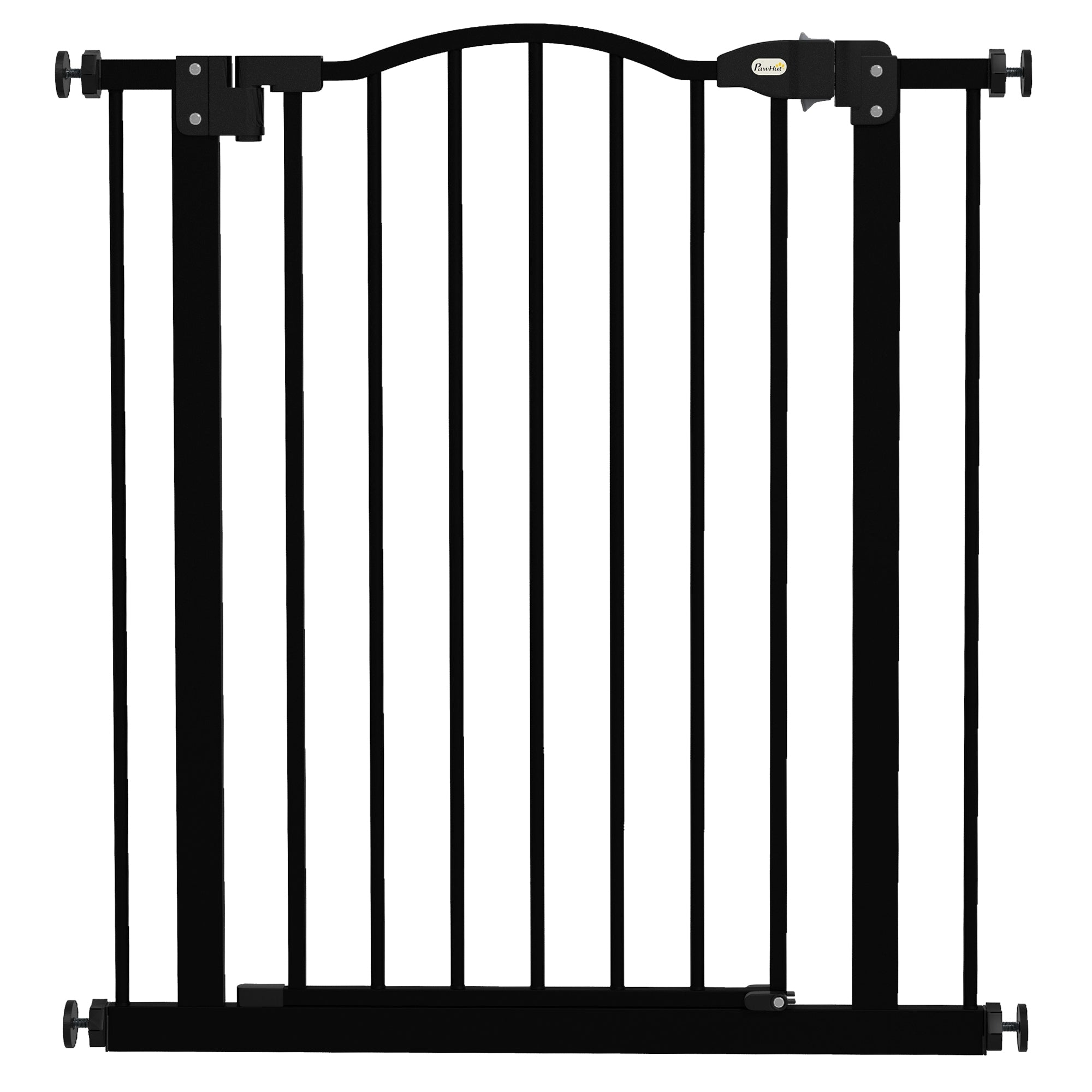 PawHut Pressure Fit Dog Stair Gate No Drilling Safety Gate Auto Close for Doorways, Hallways, 74-80cm Adjustable, 78cm Tall, Black