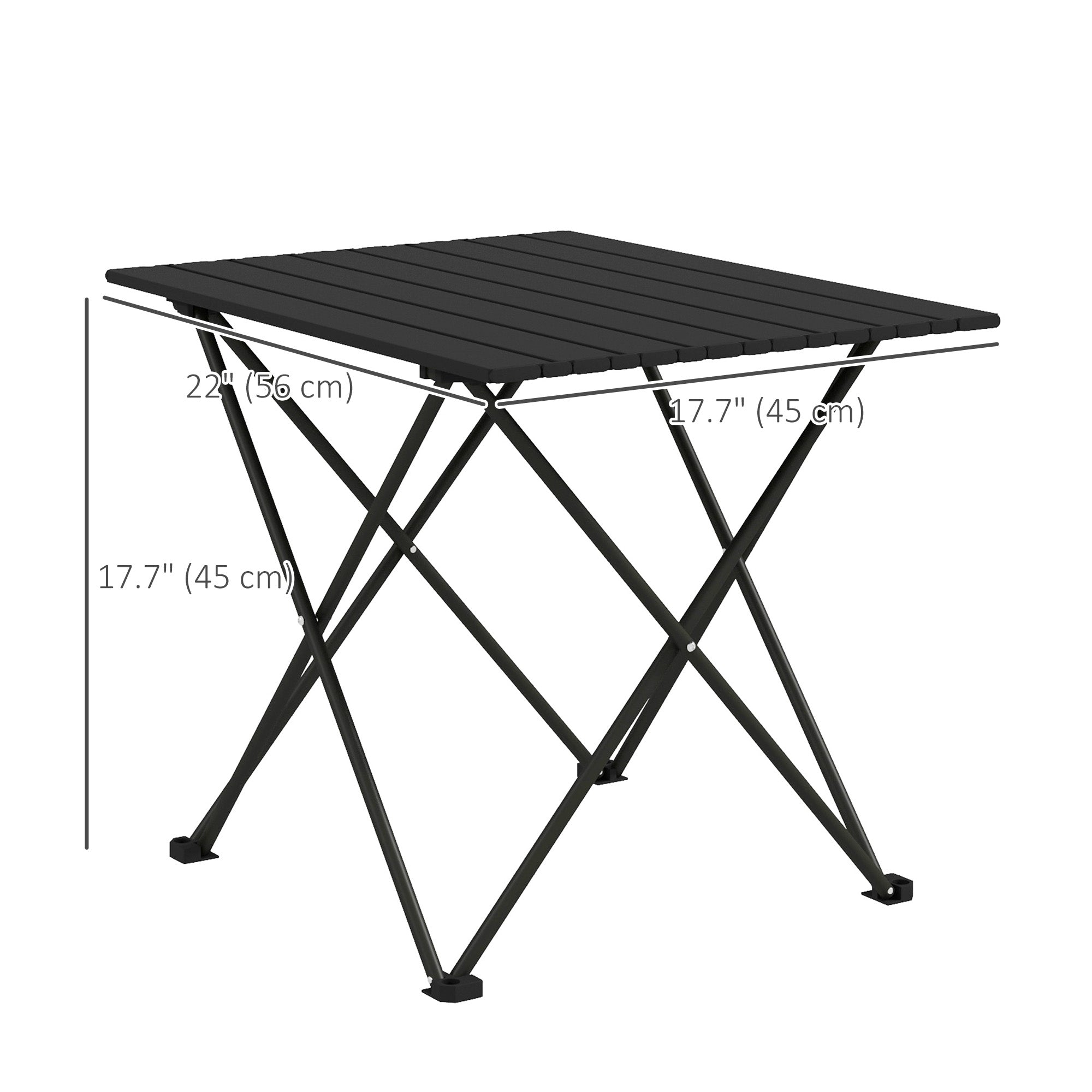 Outsunny 22" Folding Camping Table, Outdoor Portable Picnic Table with Carry Bag, Foldable Table for Camping, Picnic, Hiking, BBQ, Fishing, Black