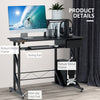 HOMCOM Computer Desk with Keyboard Tray, Writing Desk with Drawer, Workstation for Home Office, Black (35.4"Lx19.7"Wx39.4"H)