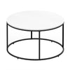 HOMCOM Modern Coffee Table, Round Accent Center Table with Metal Frame, Adjustable Feet, White