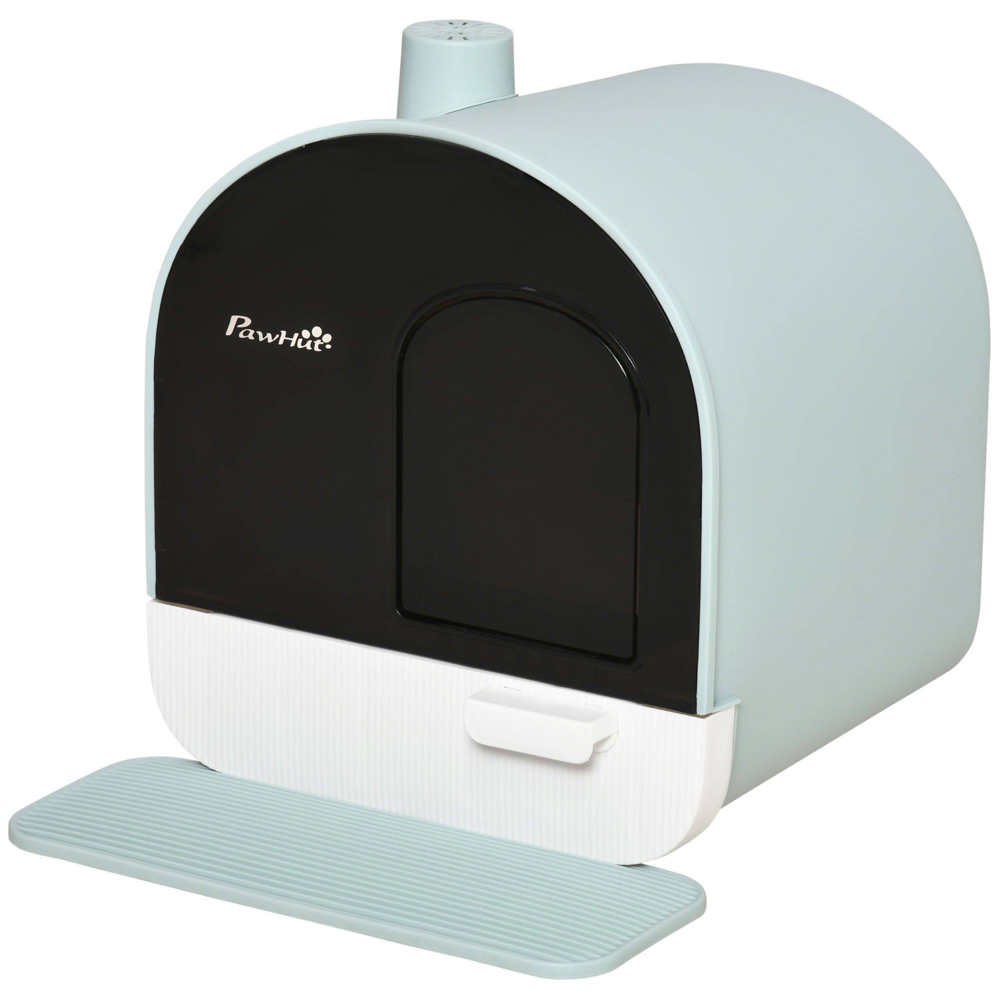 PawHut Cat Litter Box Kitten Litter Tray w/ Hood, Scoop, Filter, Flap Door, 43 x 44 x 47cm - Green