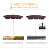 Outsunny 6.5x4ft Rectangle Patio Umbrella Aluminum Tilt Adjustable Garden Parasol Sun Shade Outdoor Canopy Coffee