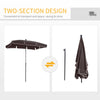 Outsunny 6.5x4ft Rectangle Patio Umbrella Aluminum Tilt Adjustable Garden Parasol Sun Shade Outdoor Canopy Coffee