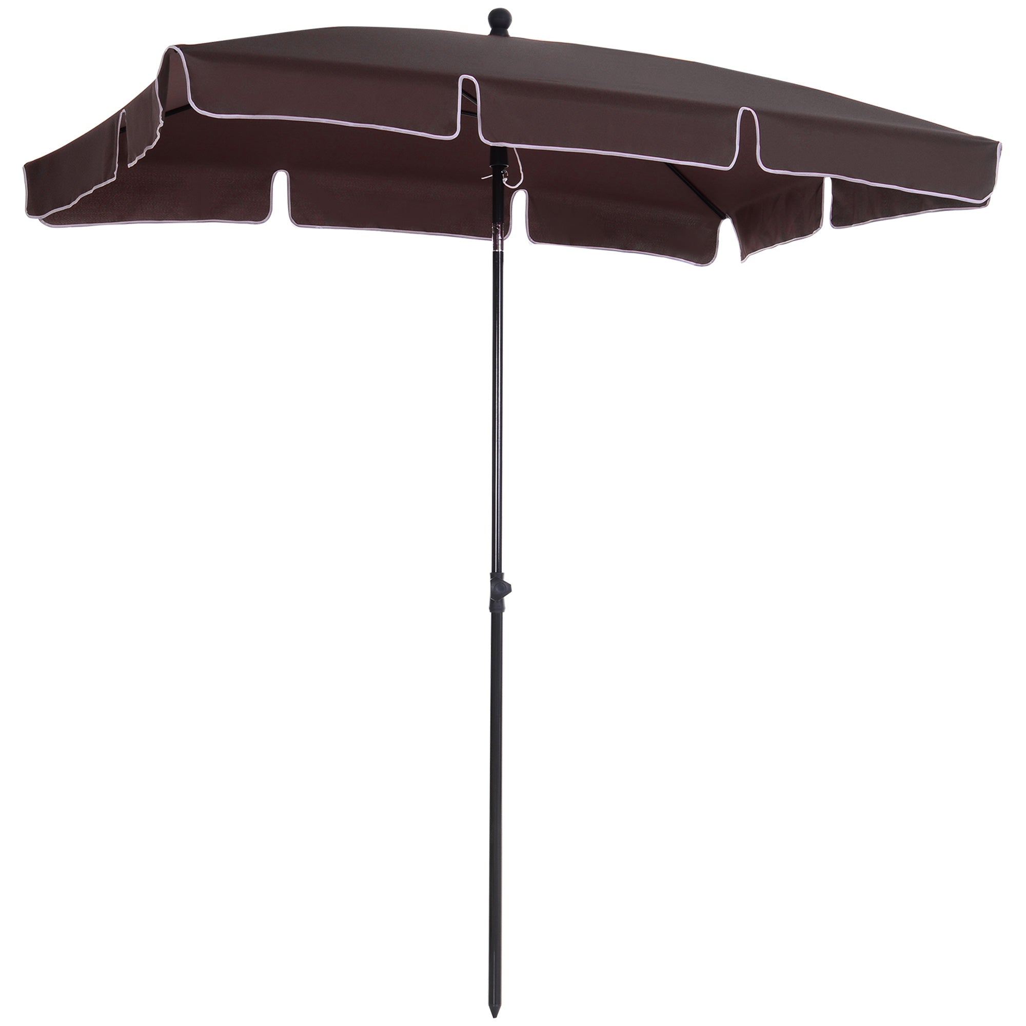 Outsunny 6.5x4ft Rectangle Patio Umbrella Aluminum Tilt Adjustable Garden Parasol Sun Shade Outdoor Canopy Coffee