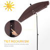Outsunny 6.5x4ft Rectangle Patio Umbrella Aluminum Tilt Adjustable Garden Parasol Sun Shade Outdoor Canopy Coffee