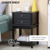 HOMCOM Modern Nightstand, Accent End Side Table with 2 Drawers and Storage Shelf, Bedside Table for Bedroom, Black