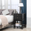 HOMCOM Modern Nightstand, Accent End Side Table with 2 Drawers and Storage Shelf, Bedside Table for Bedroom, Black