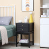 HOMCOM Modern Nightstand, Accent End Side Table with 2 Drawers and Storage Shelf, Bedside Table for Bedroom, Black