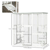 PawHut Large Outdoor Catio Enclosure, Weatherproof Cat House with Asphalt Roof,  Wooden Cat Patio Cage with 6 Balanced Platforms, 71" x 39" x 71", White