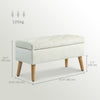 HOMCOM Storage Ottoman with Lid, Velvet Upholstered Storage Bench, Foot Stool with Wood Legs for Living Room, Bedroom, Entryway, 31.5" x 13.8" x 15.7", Cream White