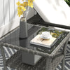 Outsunny 20" Patio Wicker Coffee Table, Outdoor PE Rattan Two-tier Side Table with Glass Top, for Patio, Garden, Balcony, Mixed Grey