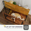 PawHut Dog Crate Furniture, 39" Dog Kennel Furniture with Flip-up Top Opening, 2 Doors, Indoor Dog Cage End Table for Large Dogs, Rustic Brown