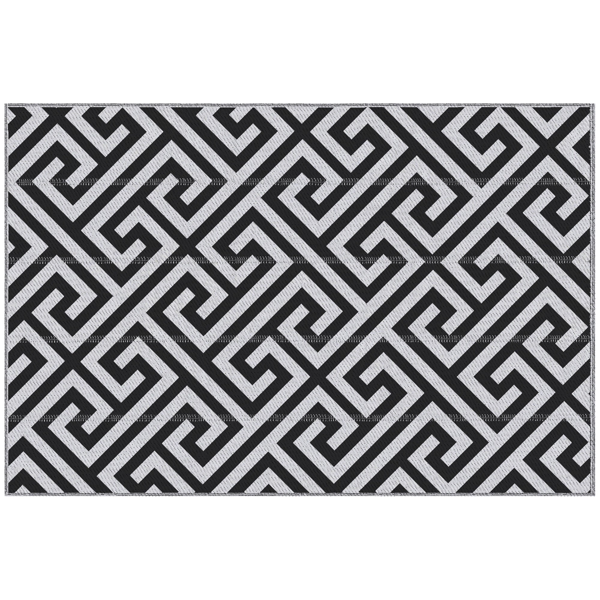 Outsunny Reversible Outdoor RV Rug, 4' x 6' Patio Floor Mat, Plastic Straw Rug for Backyard, Deck, Picnic, Beach, Camping, Black and White