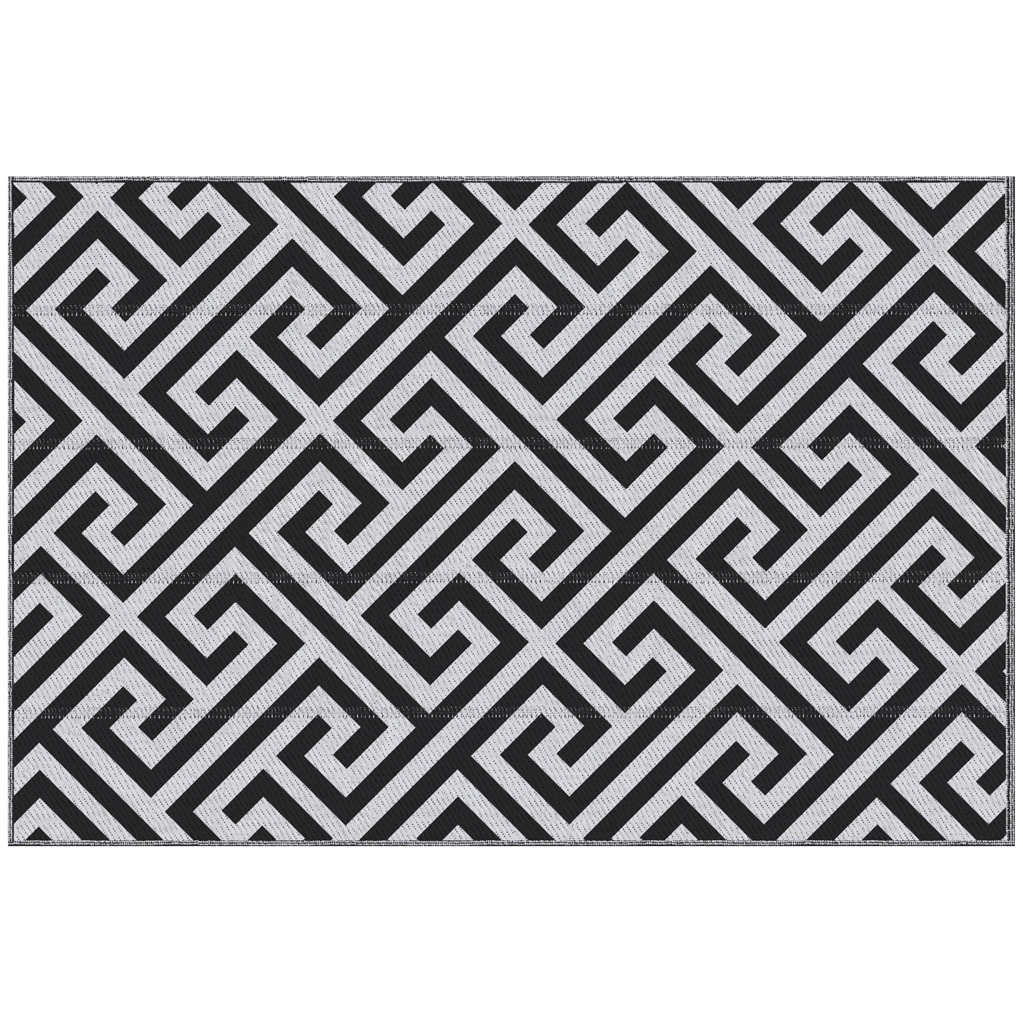 Outsunny Reversible Outdoor RV Rug, 4' x 6' Patio Floor Mat, Plastic Straw Rug for Backyard, Deck, Picnic, Beach, Camping, Black and White