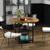 HOMCOM Round Dining Table for 4-6 People, 39.4 Inch Industrial Kitchen Table with Storage Shelves for Dining Room, Rustic Brown