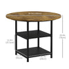 HOMCOM Round Dining Table for 4-6 People, 39.4 Inch Industrial Kitchen Table with Storage Shelves for Dining Room, Rustic Brown