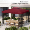 Outsunny 9.84' x 9.84' Square 2-Tier Gazebo Canopy Replacement Top Cover Outdoor Garden Sun Shade, Wine Red