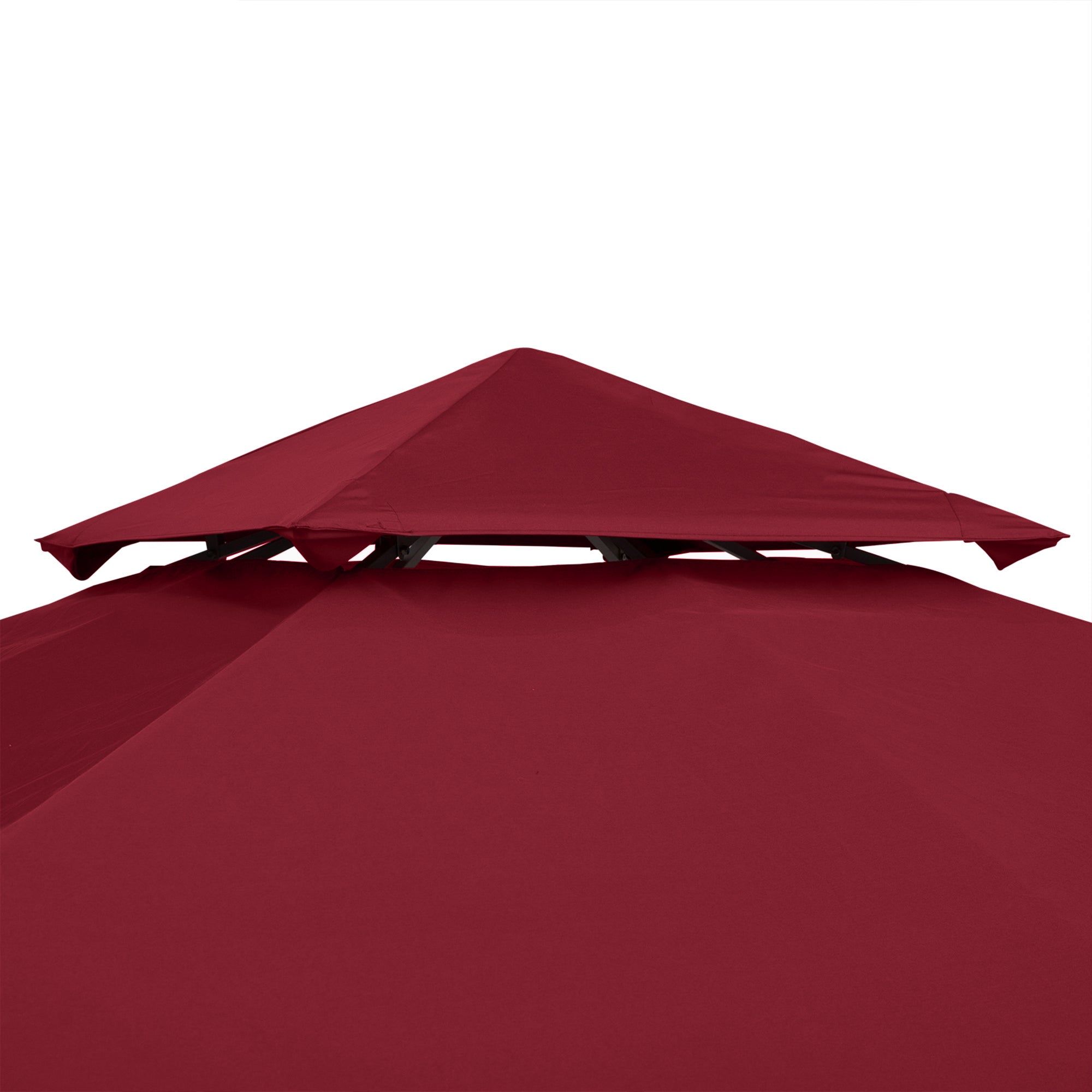 Outsunny 9.84' x 9.84' Square 2-Tier Gazebo Canopy Replacement Top Cover Outdoor Garden Sun Shade, Wine Red